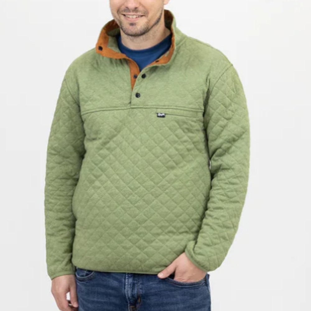 NWT Rock Monkey Quilted Pullover Green Men's Large $98 Retail